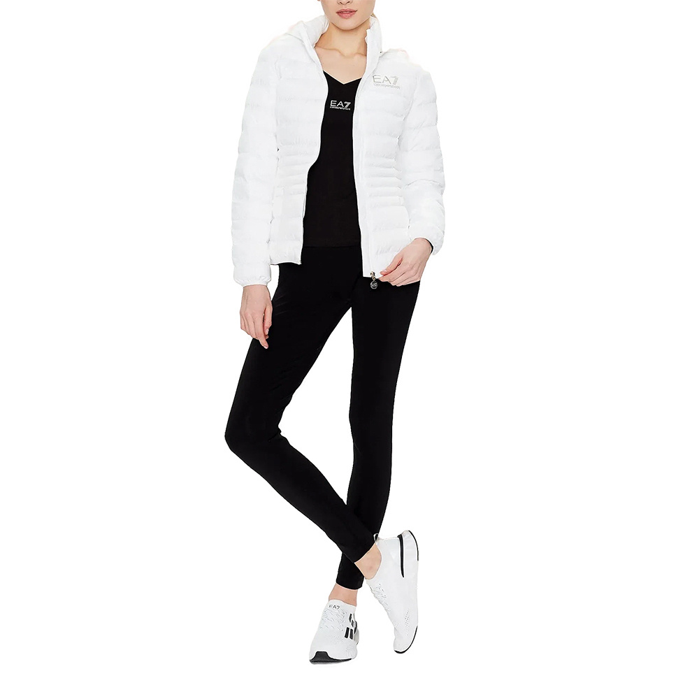 Ea7 Logo Down Jacket In White