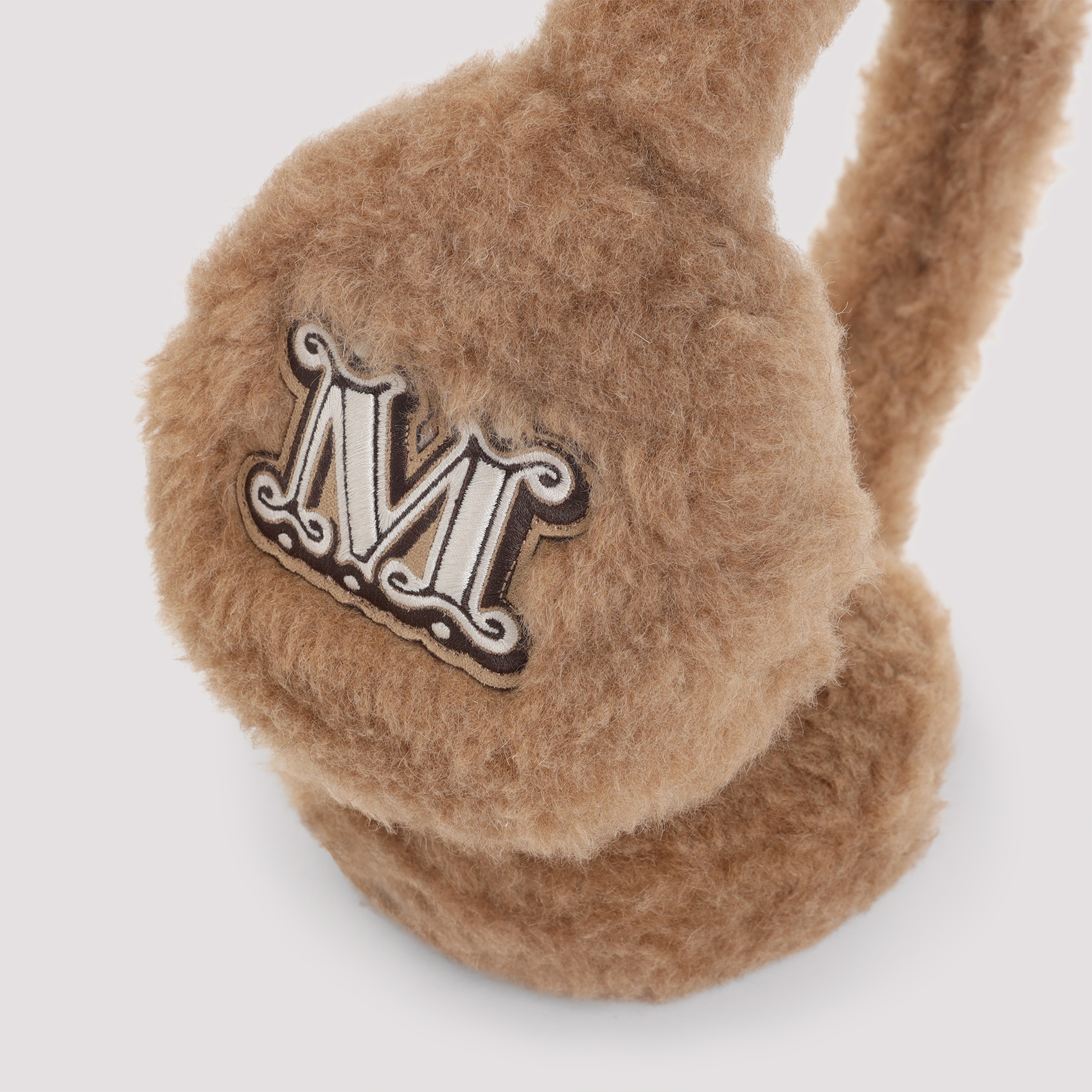 Max Mara Muffy Logo Embroidered Earmuffs In Brown