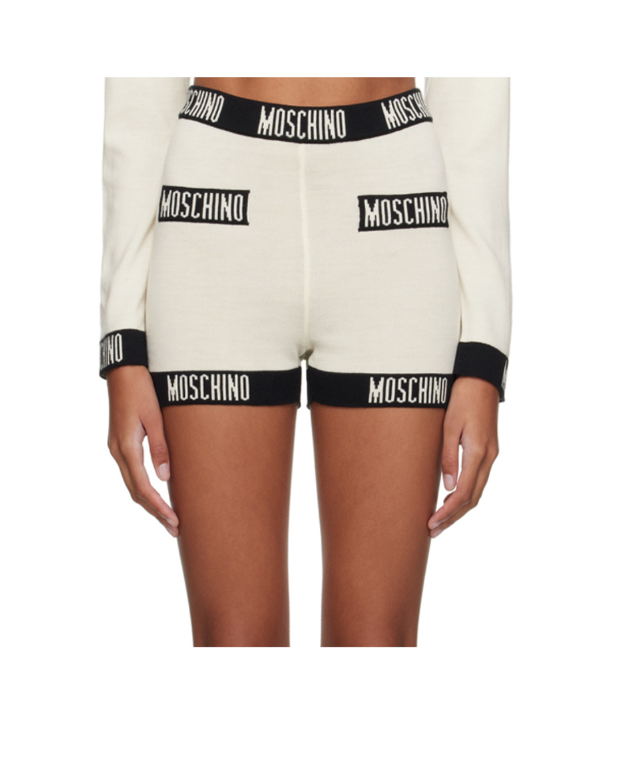 Moschino Knitted Jacquard Shorts In Gray