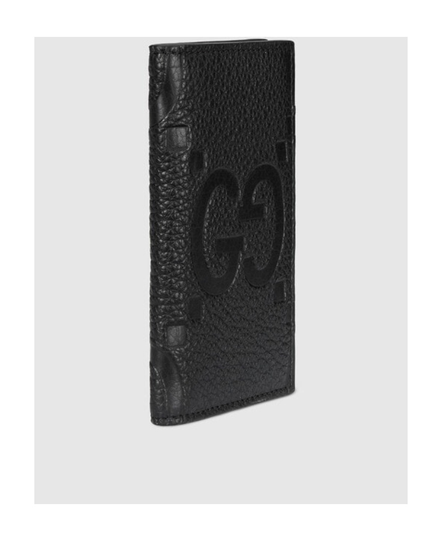 Gucci Jumbo Gg Leather Cardholder In Black
