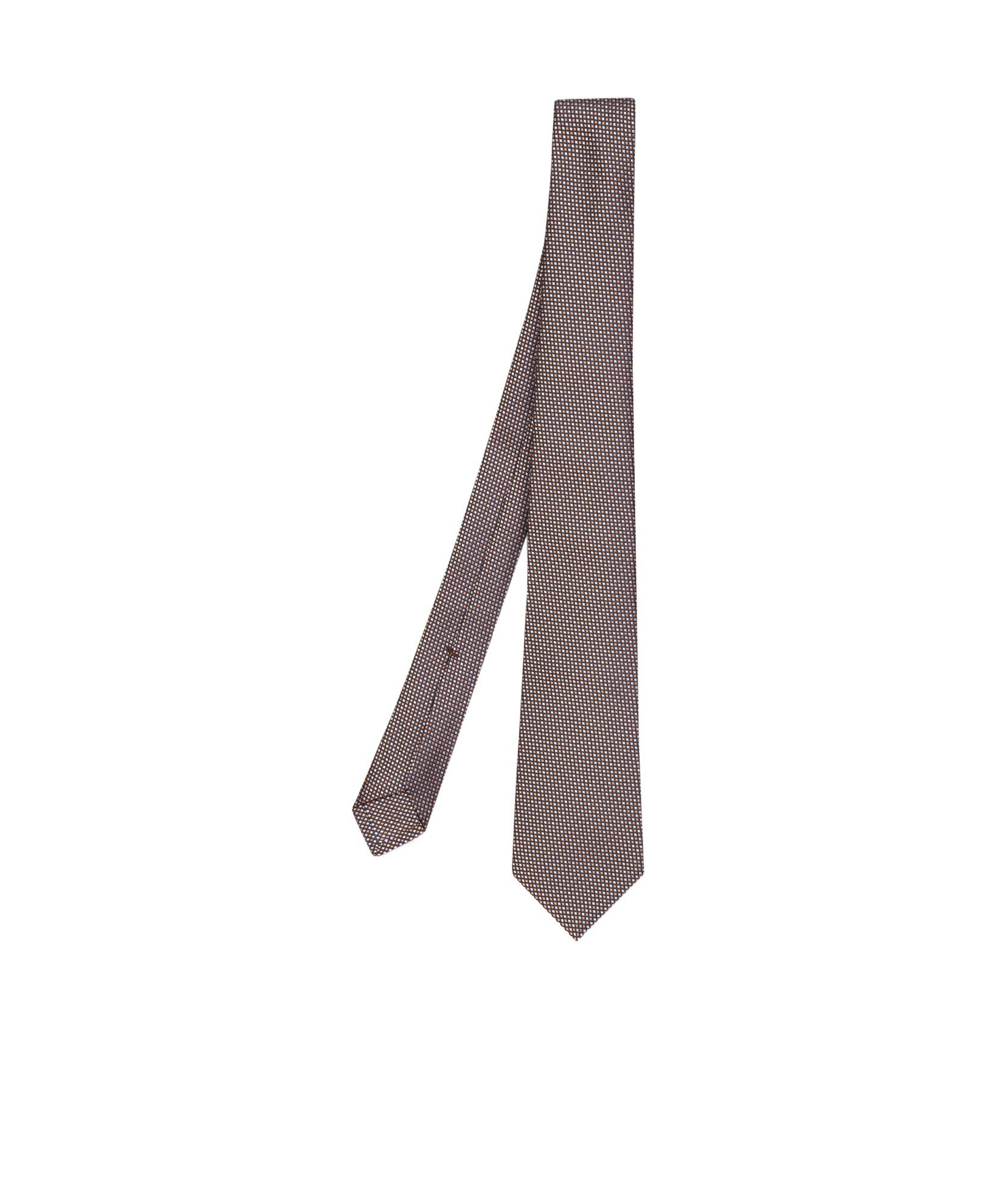 Kiton Micro Pattern Beige Tie In Orange