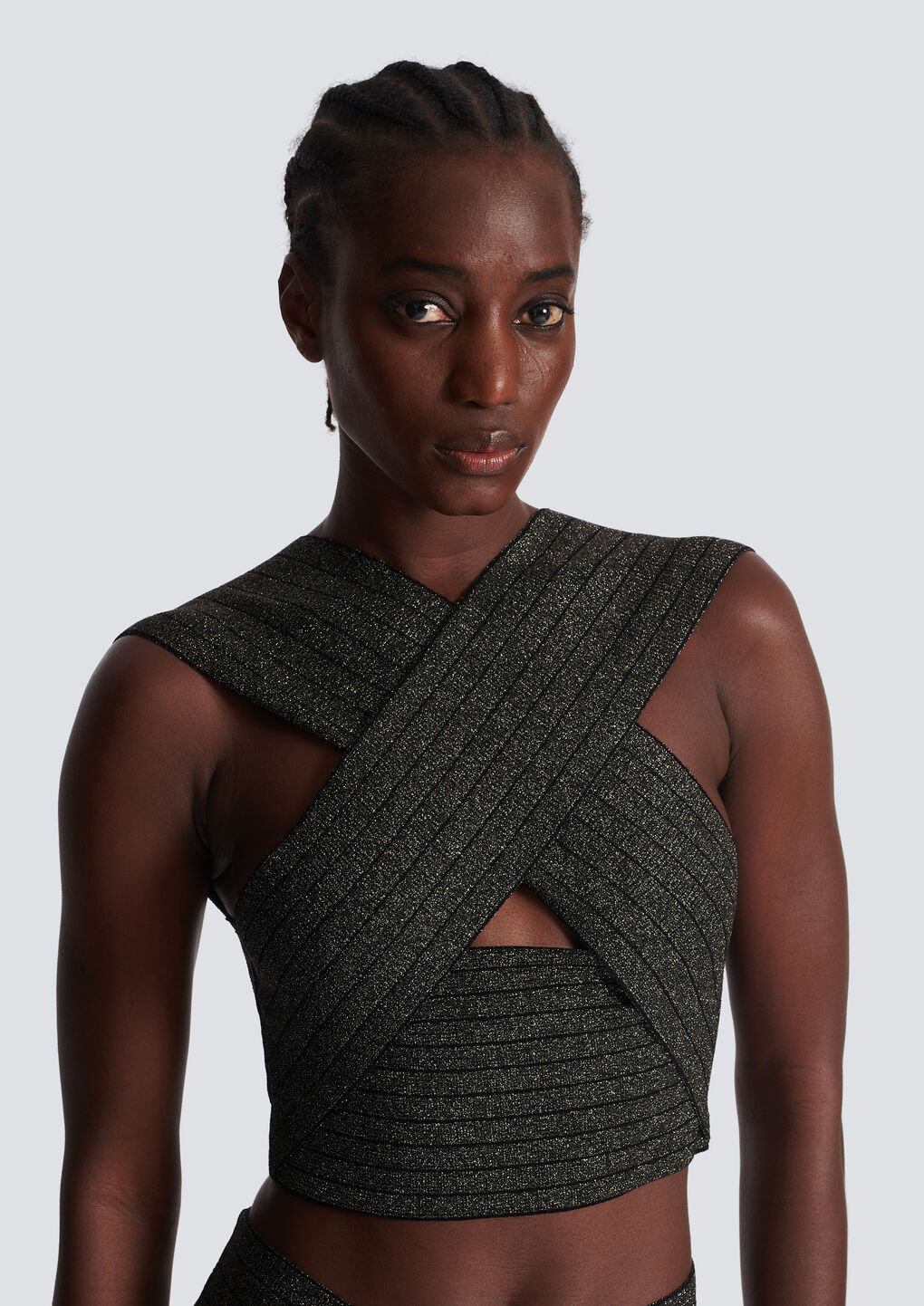 Shop Balmain Striped Knit Top In Black
