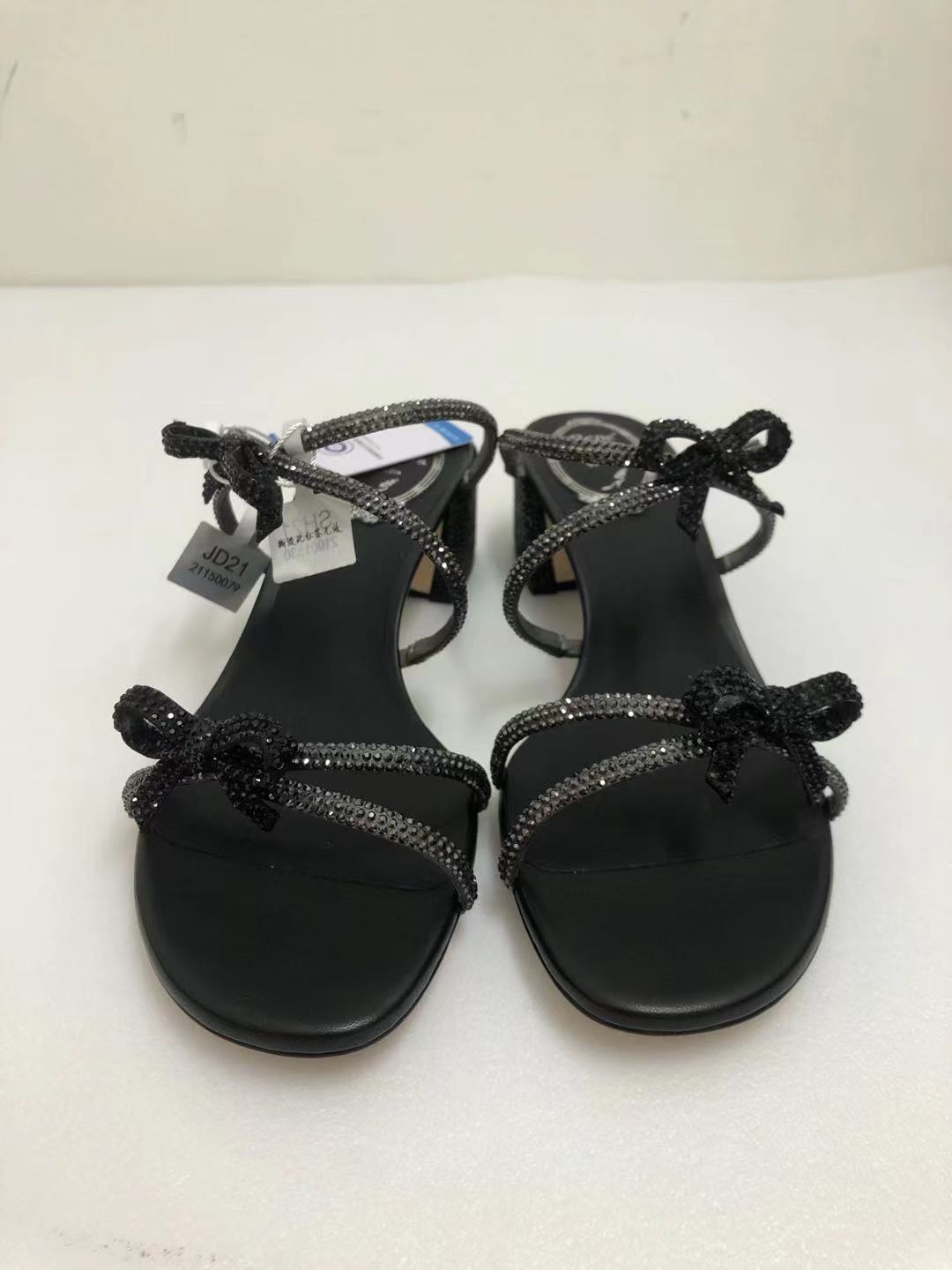 René Caovilla Water Drill Bow Sandals In Black