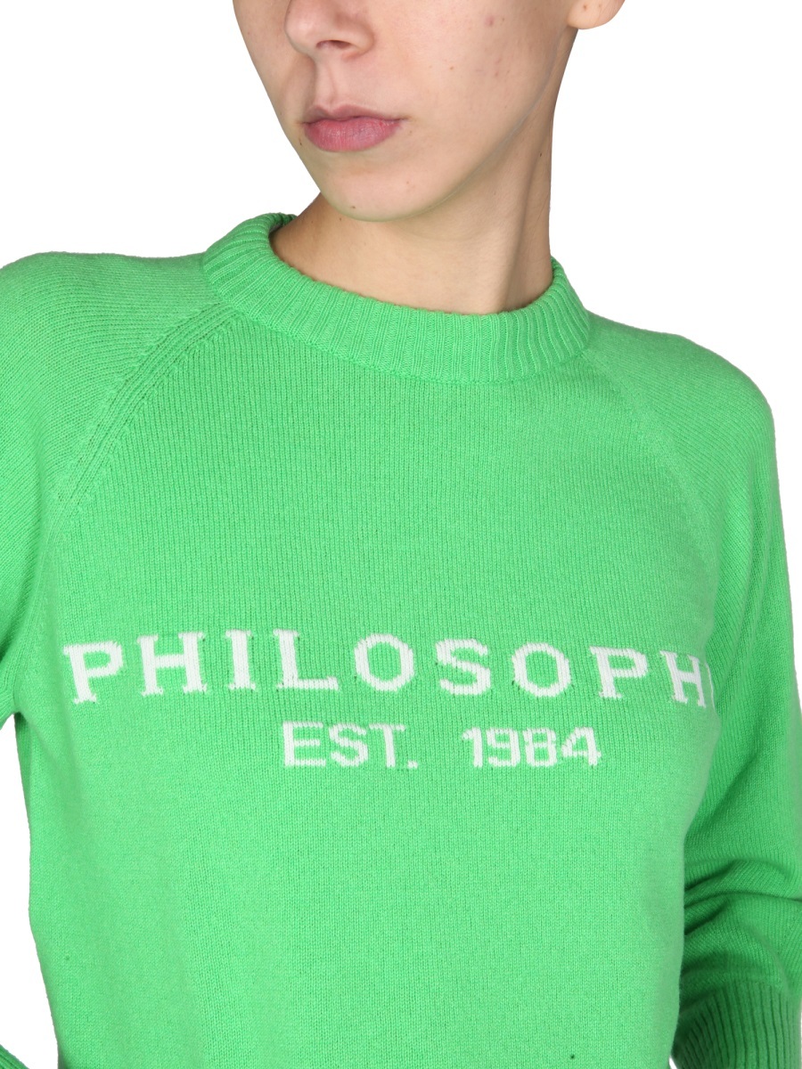 Shop Philosophy Di Lorenzo Serafini Intarsia-knit Logo Jumper In Green