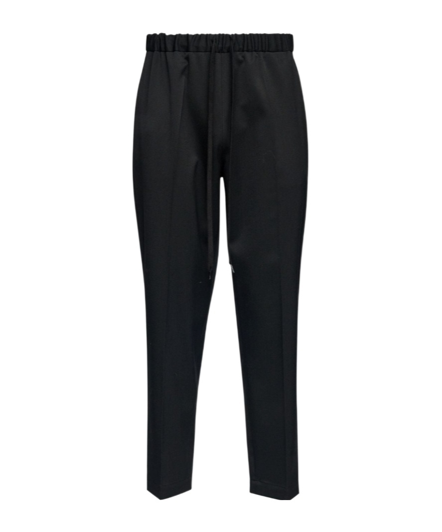 Mm6 Maison Margiela Drawstring Tailoring Wool Trousers In Black