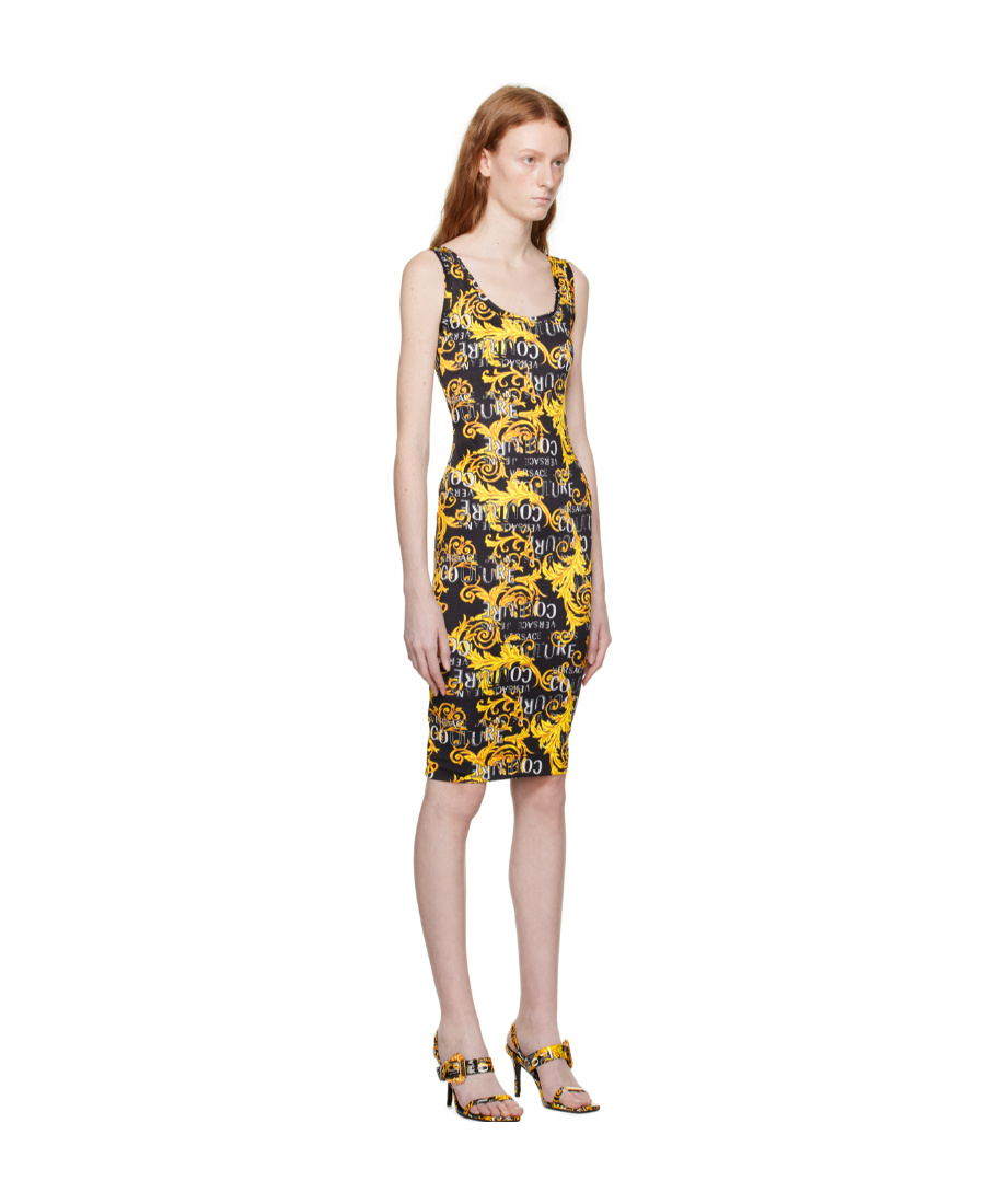 Versace Jeans Pattern Dress In Multicolor