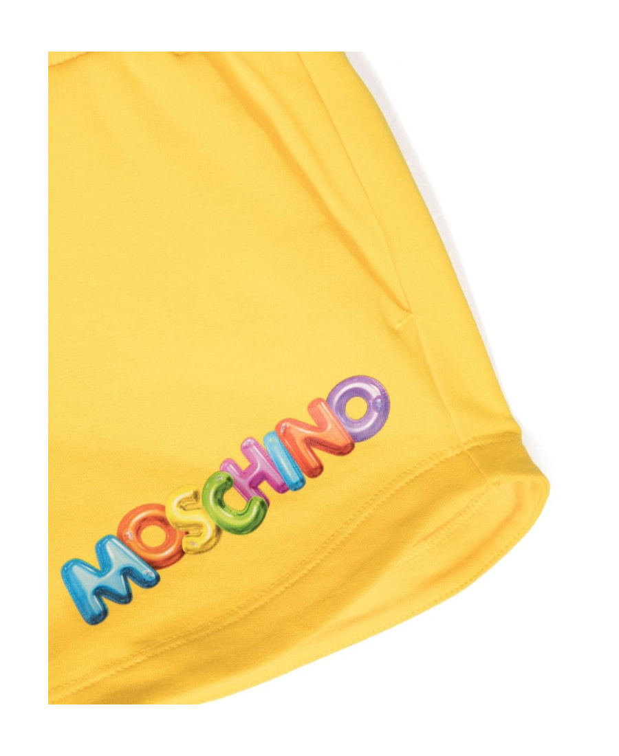 Moschino Logo-print Stretch-cotton Shorts In Yellow