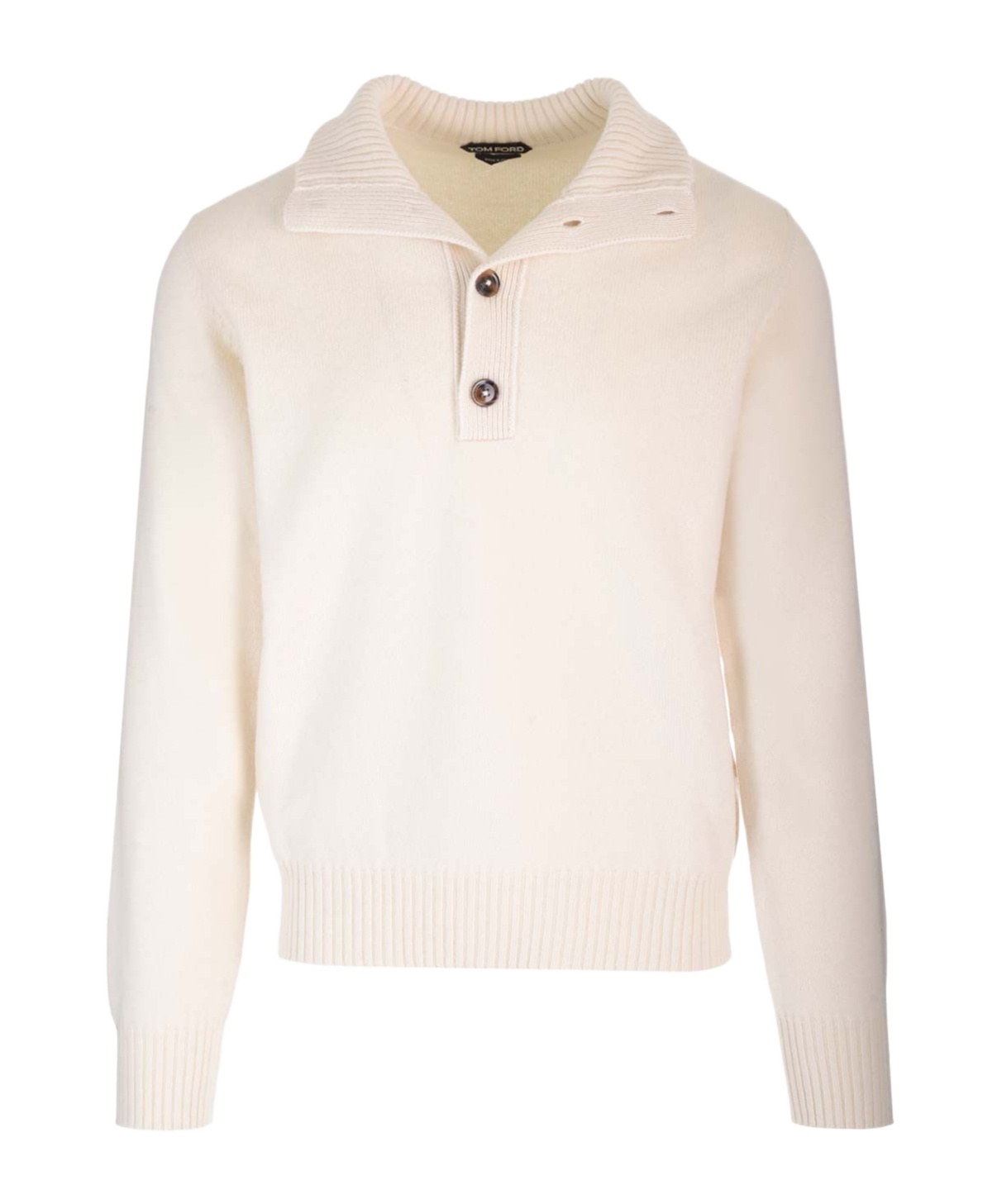 Tom Ford Buttoned-collar Jumper In White