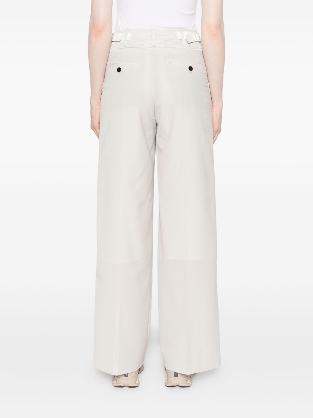 Sacai Adjustable-waist Flap-pocket Trousers In White