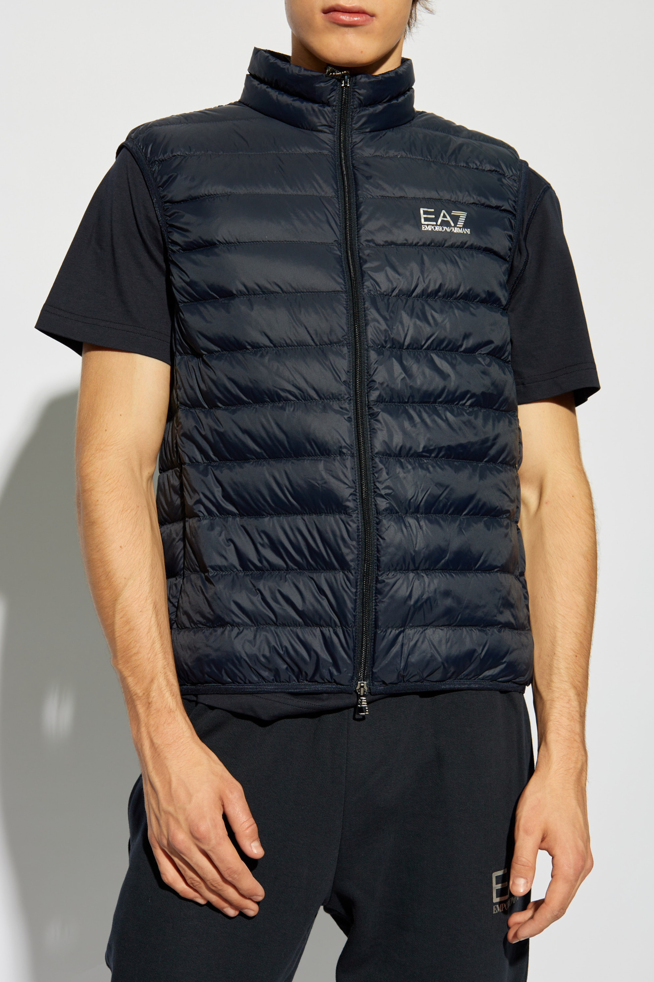 Ea7 Logo Down Vest In Black