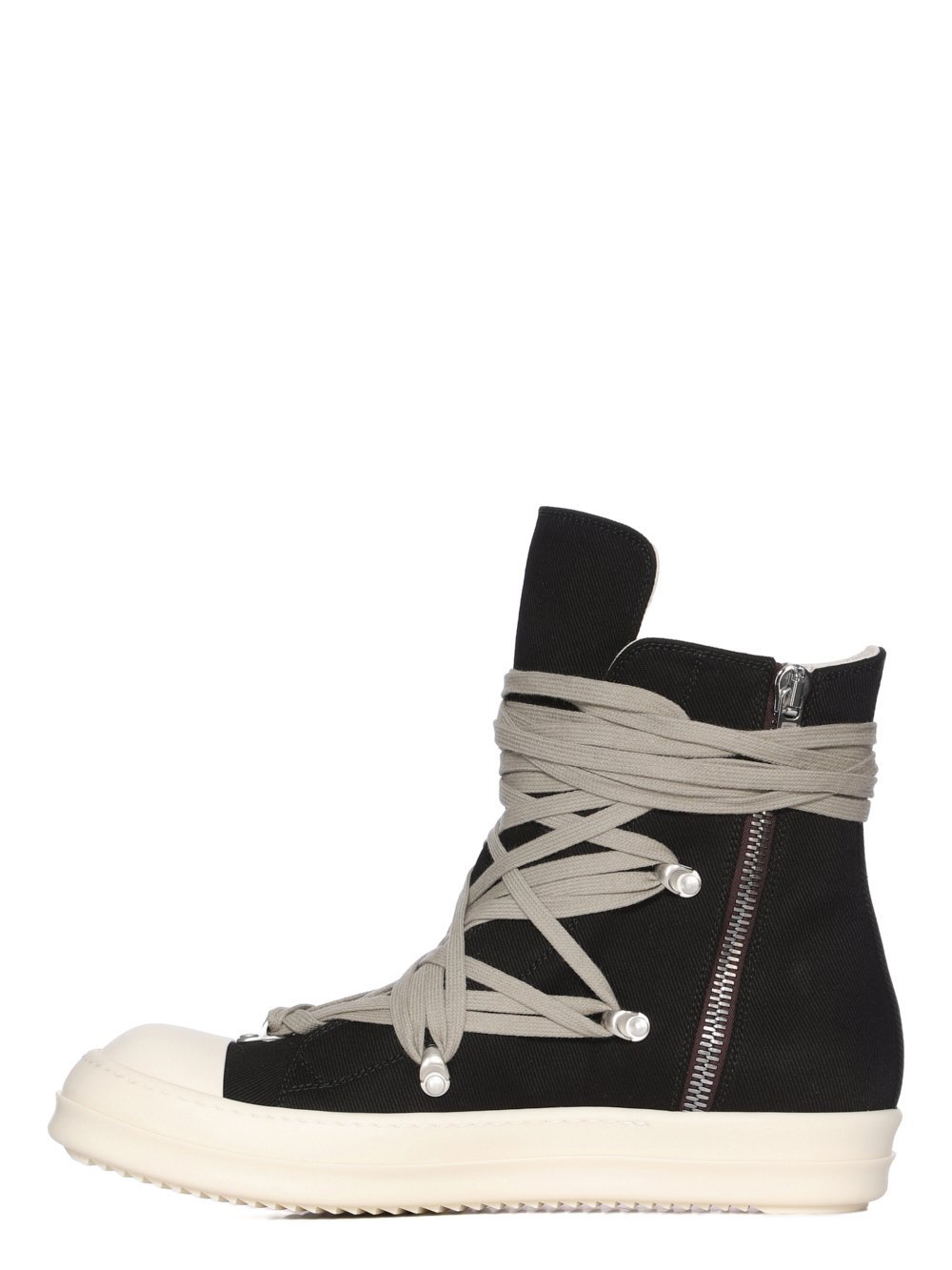 Rick Owens Drkshdw Megalace Overdyed Denim Sneakers In Black