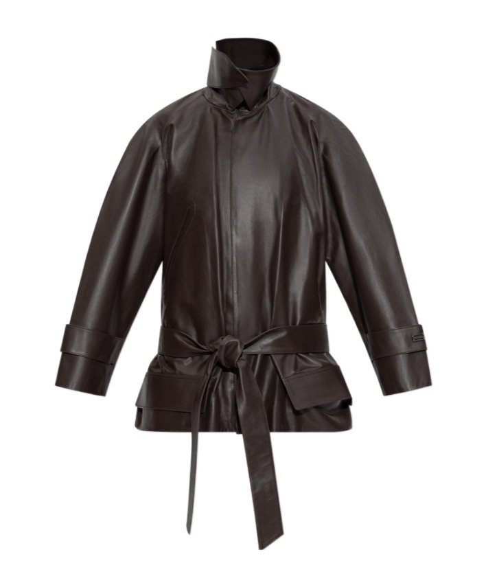 Victoria Beckham Long Sleeve Leather Jacket In Black