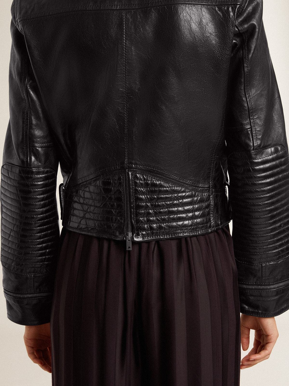 Golden Goose Smooth Leather Motorcycle Jacket In Black