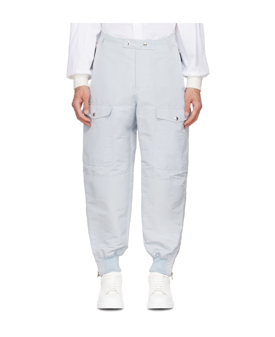 Alexander Mcqueen Blue Recycled Polyester Cargo Pants In White