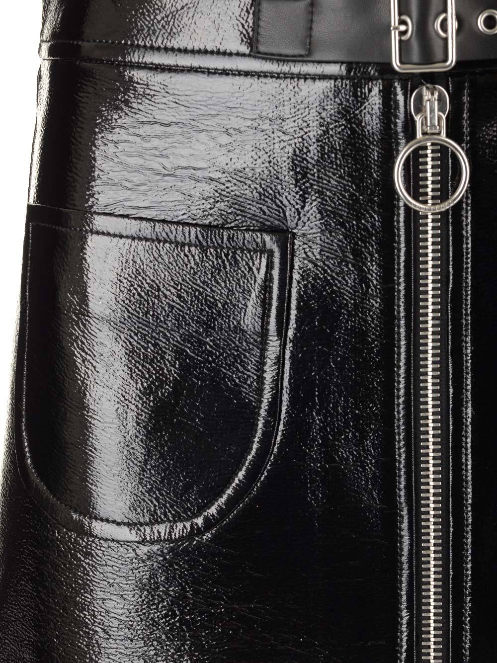 Courrèges Buckle-strap Crinkled Miniskirt In Black