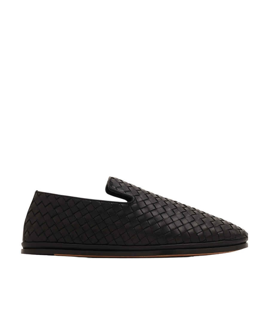 Bottega Veneta Intrecciato Full-grain Leather Slippers In Black