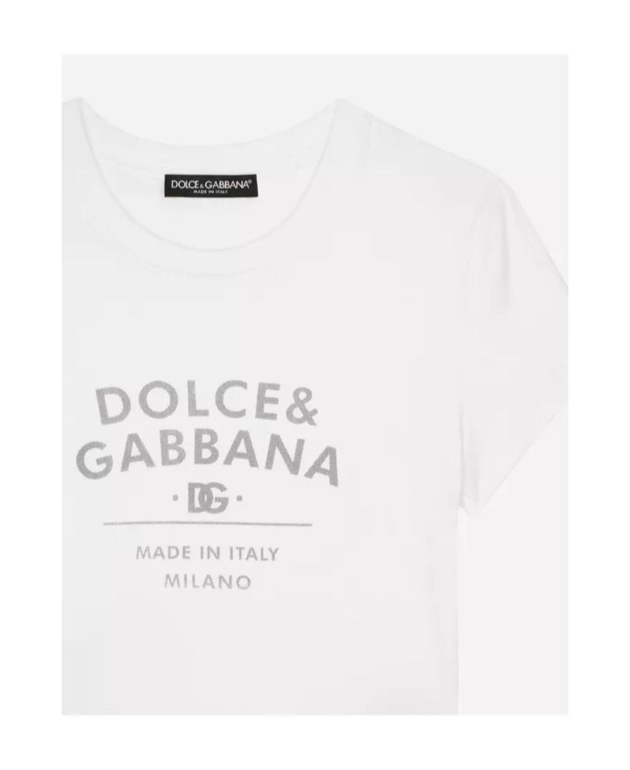 Dolce & Gabbana Logo Lettering-print Crewneck T-shirt In White