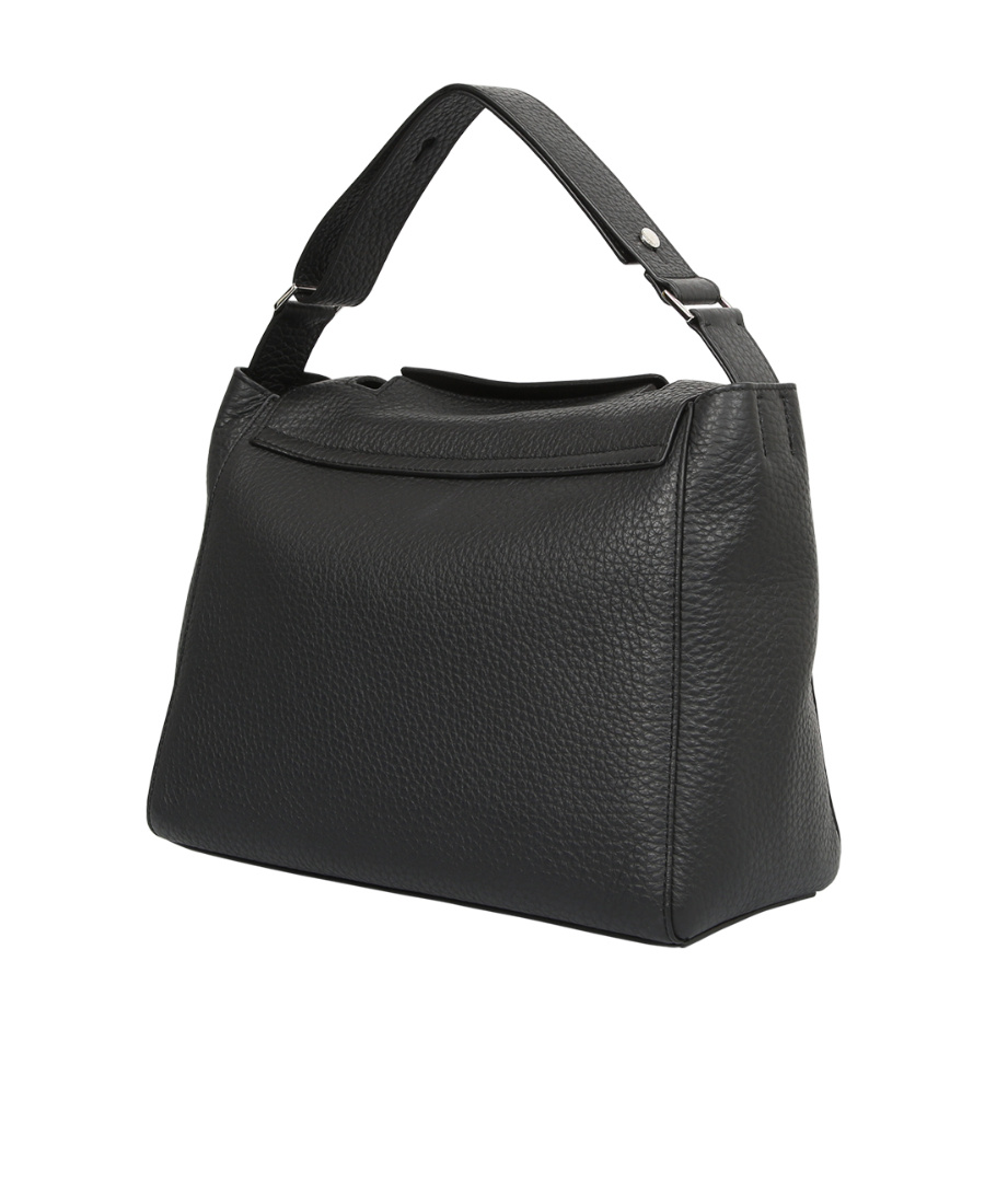 Orciani Logo Flip Shoulder Bag In Black