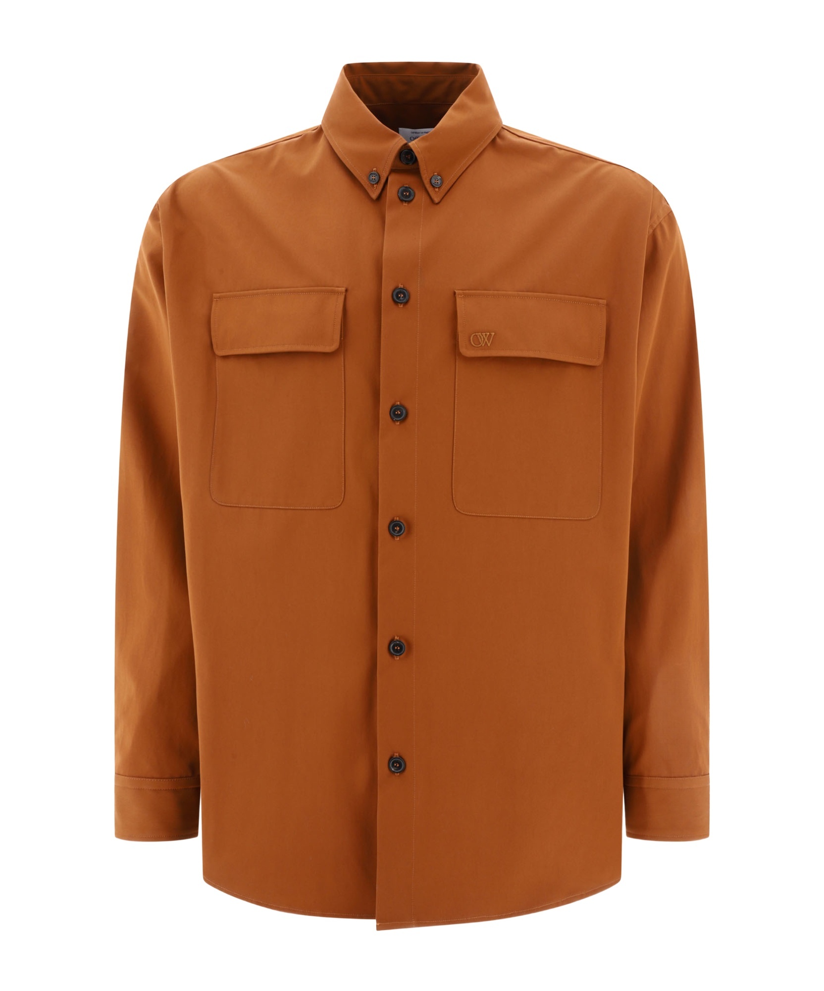Off-white Ow Emb Cotgab Milit Shirt In Brown
