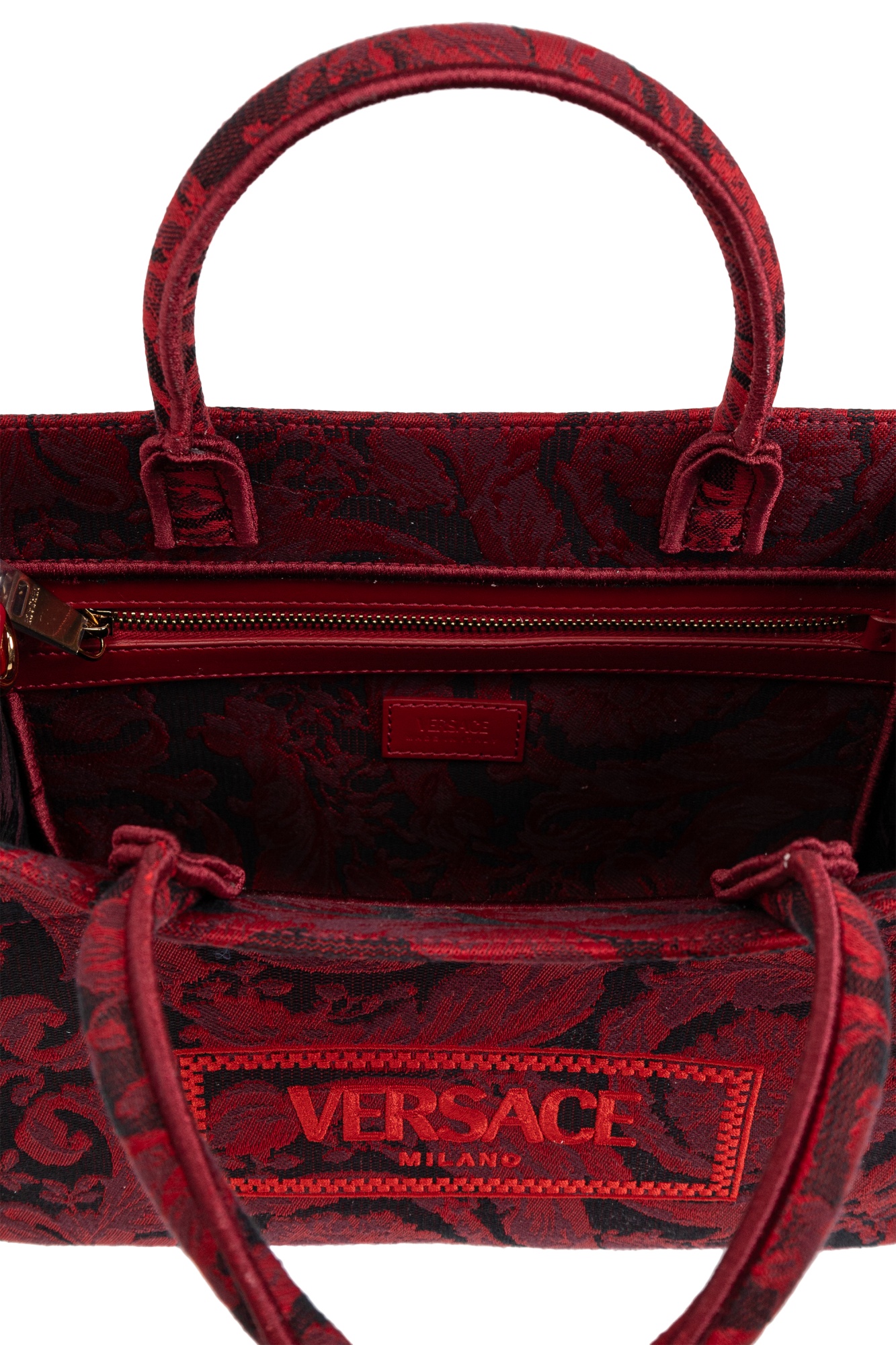 Versace Double Handle Shoulder Bag In Red
