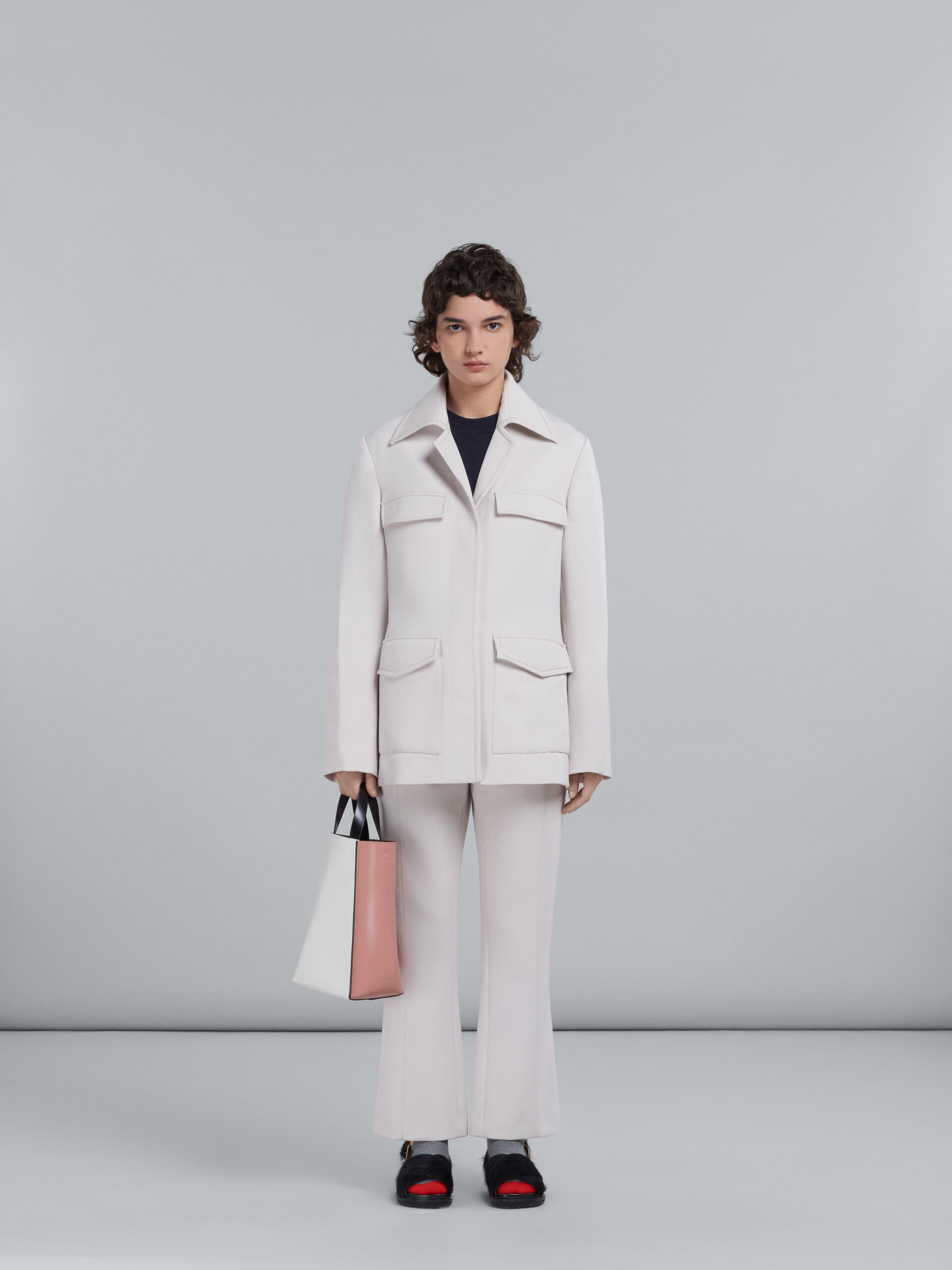 Shop Marni Museo Soft Small Bag In White And Pink Leather
