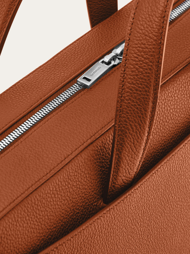 Ferragamo Briefcase With Gancini Buckles (m) In Brown