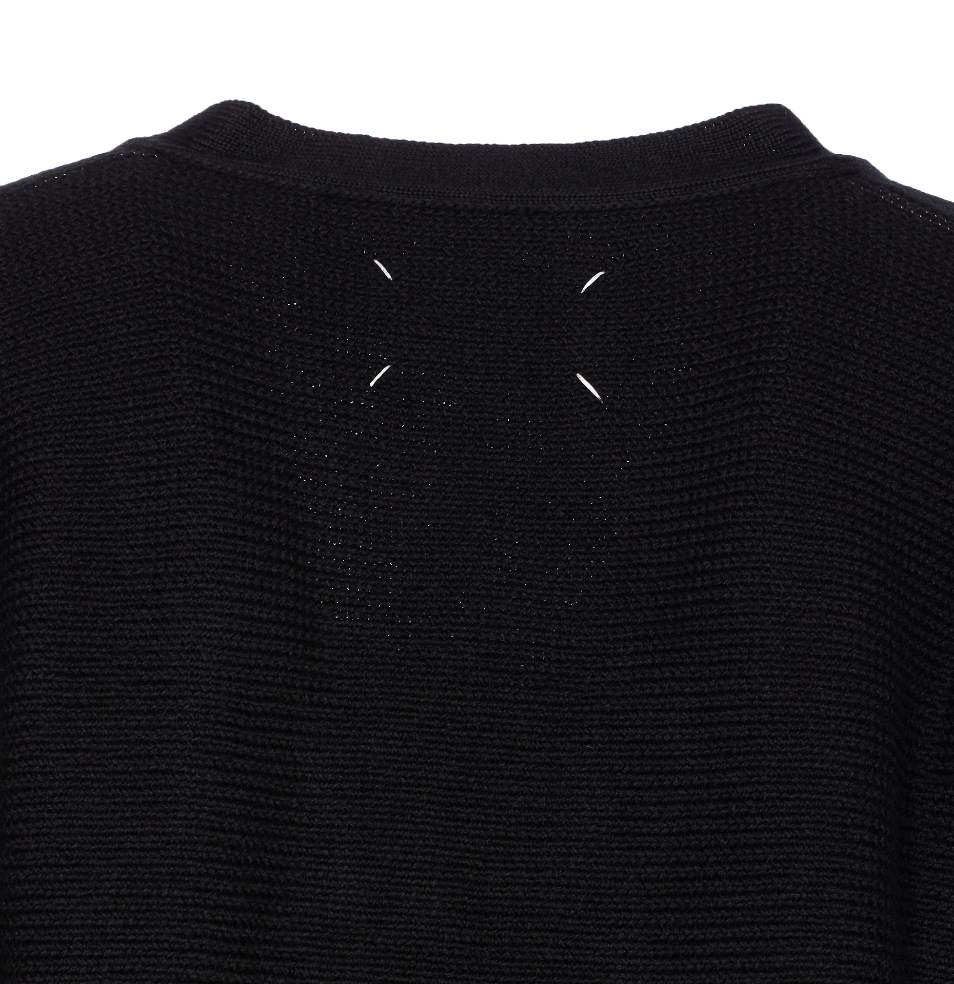 Maison Margiela V-neck Cardigan With Long Sleeves And Elbow Patches In Black