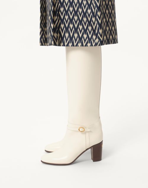 Shop Valentino Toute La V Midi Skirt In Black