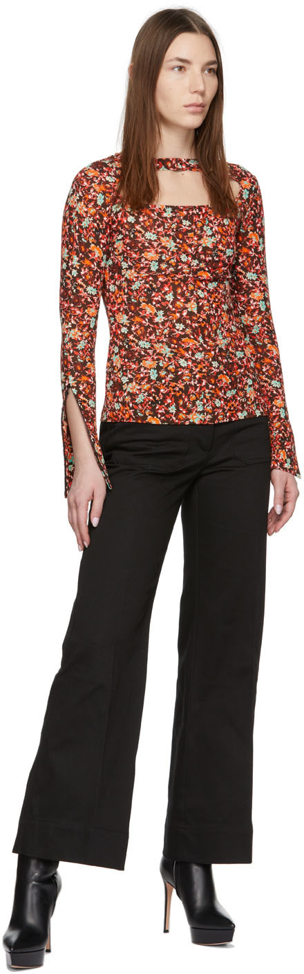 Victoria Beckham Flower Hollowed Out Long-sleeved T-shirt In Multicolor