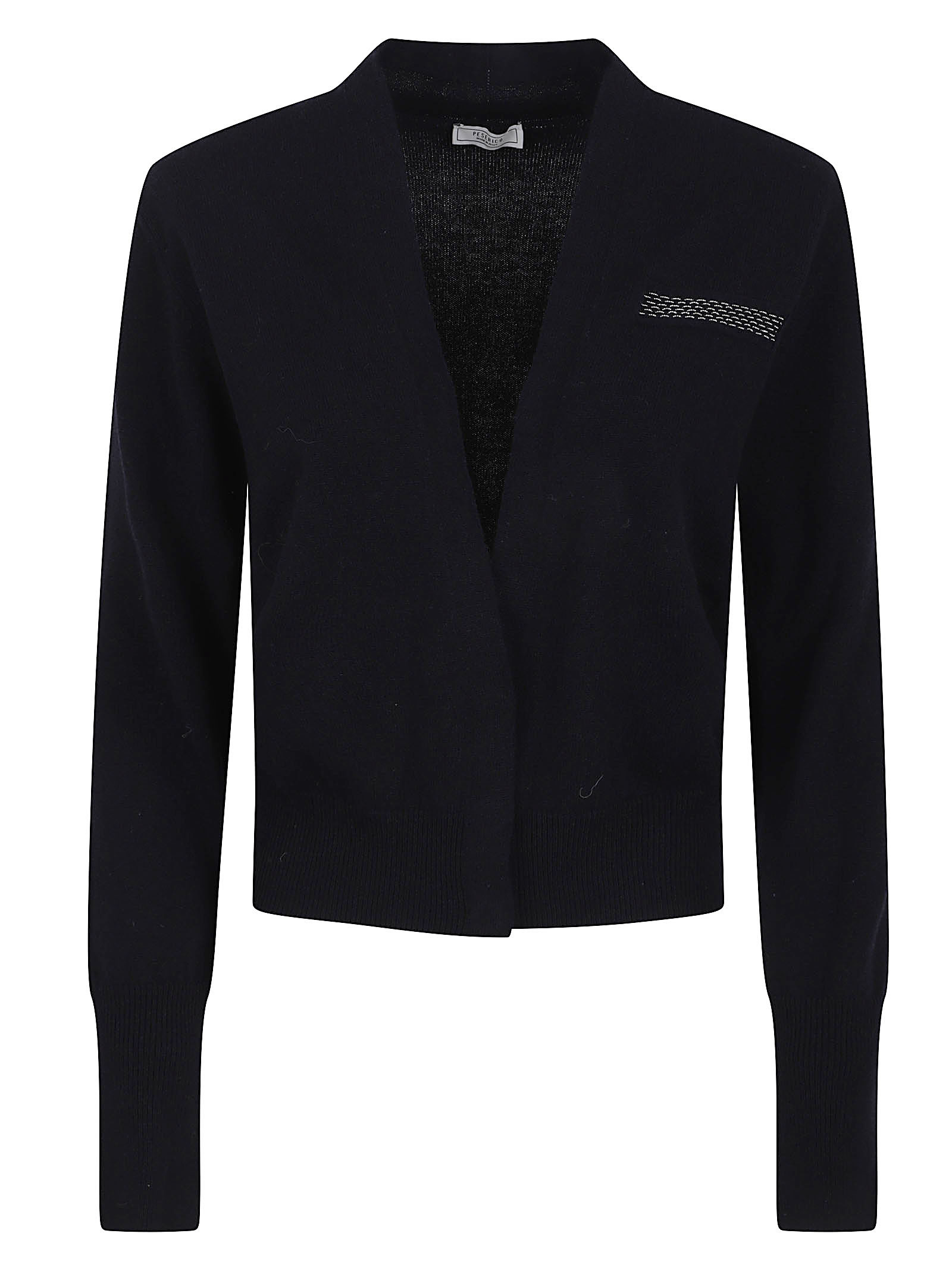 Peserico Long Sleeve V-neck Knit Sweater In Black