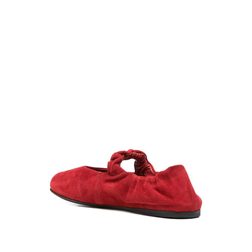 Miu Miu Round Toe Ballet Shoes In Red