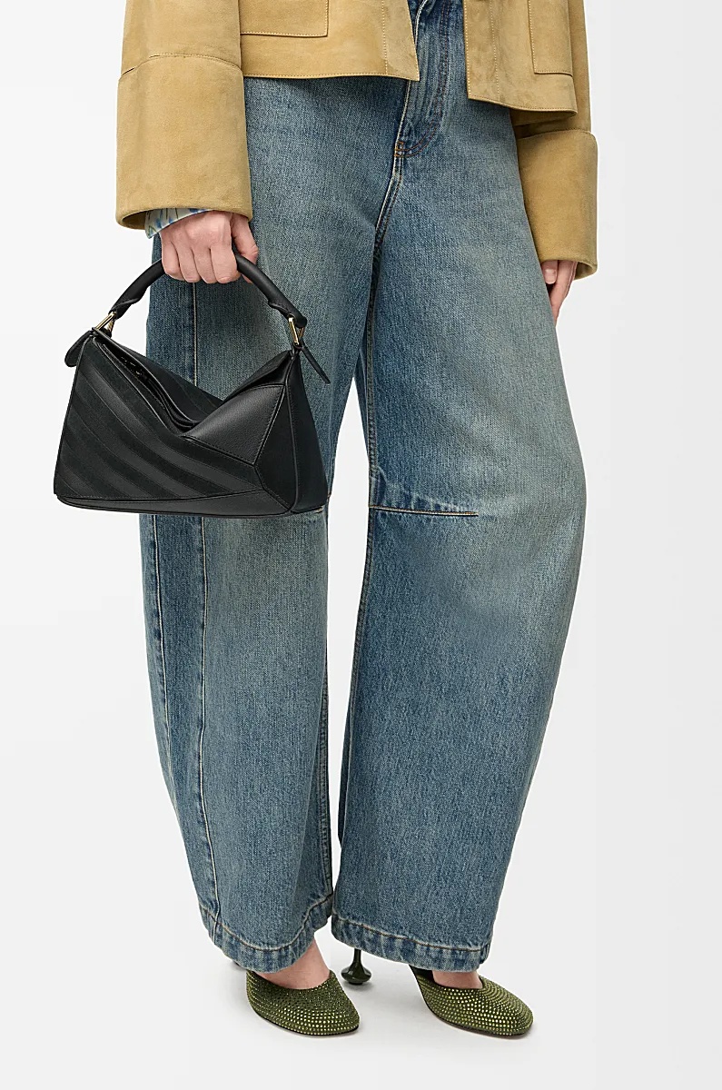 Loewe Womens Black Puzzle Stripes Small Leather Top-handle Bag In Black