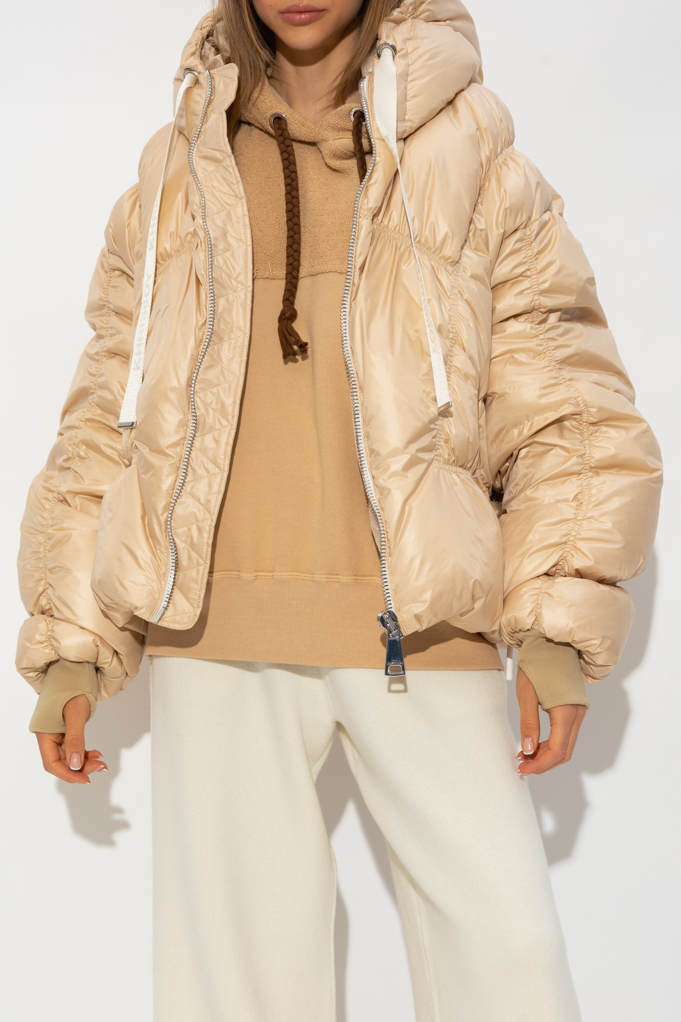Khrisjoy Zip-up Hooded Puffer Jacket In Nude