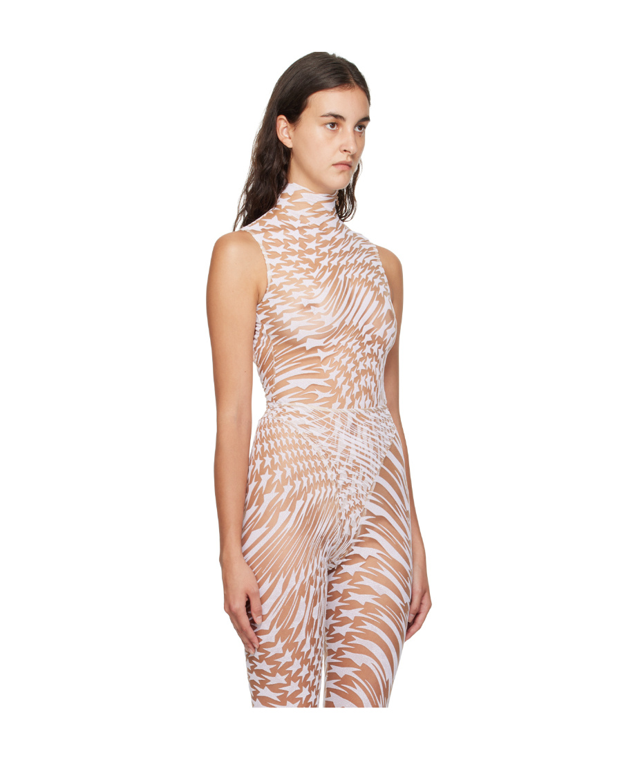 Mugler Beige Star Bodysuit In Nude