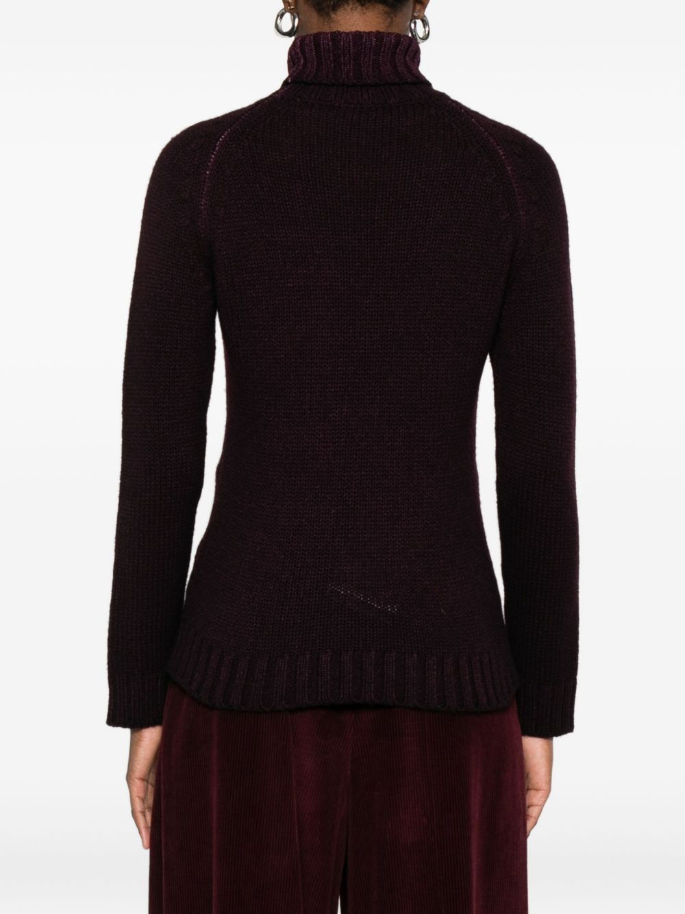 Baserange Turtleneck Ribbed Sweater In Brown