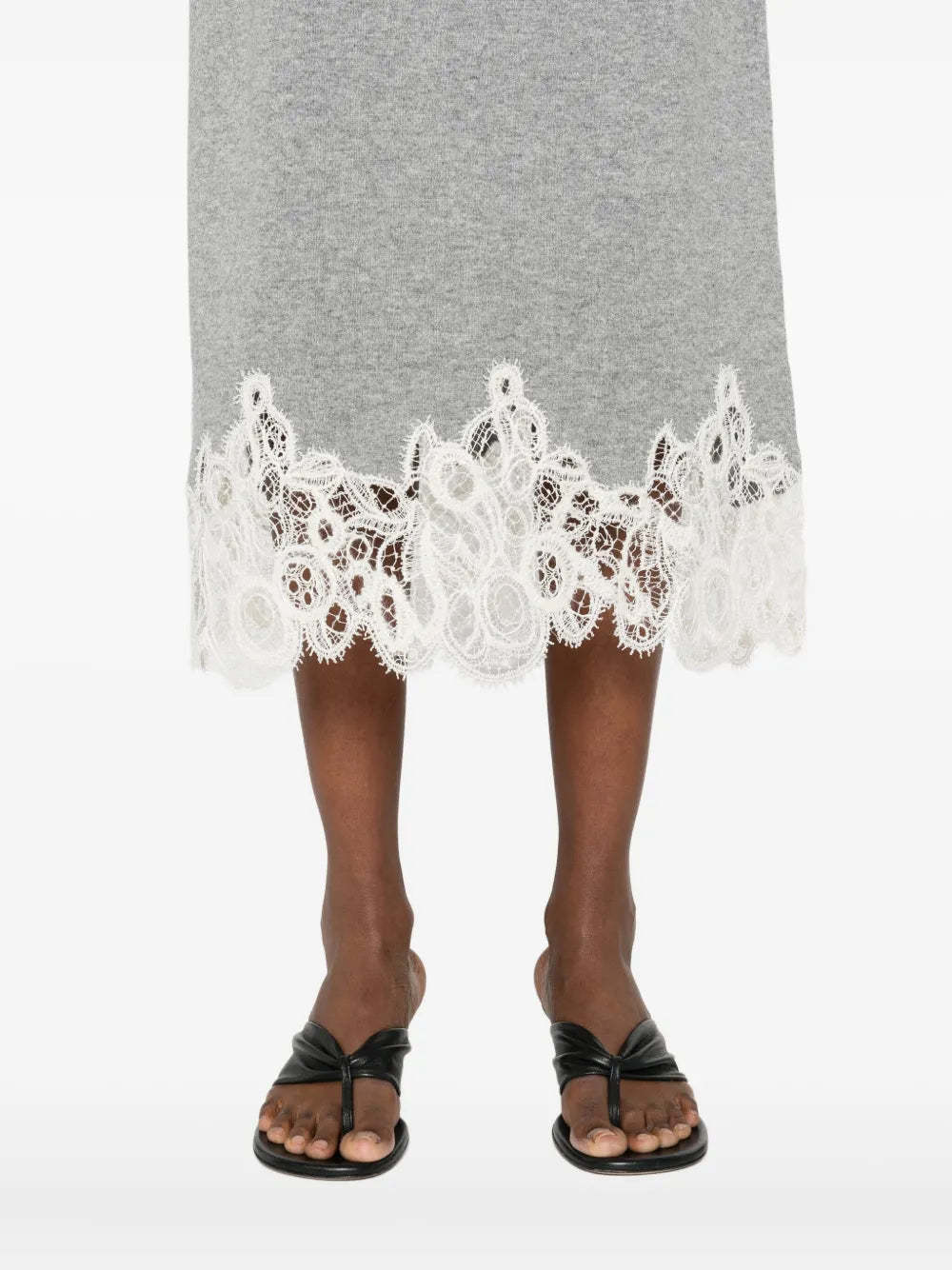 Fabiana Filippi Lace-trimmed Pencil Skirt In Gray