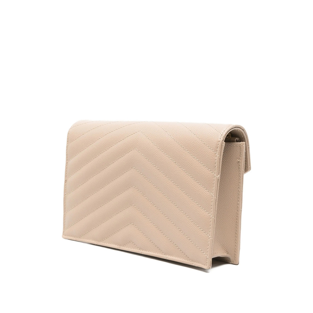 Saint Laurent Cassandre Envelop Chain Wallet In Neutral