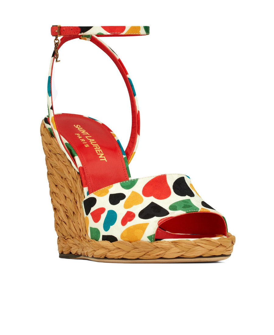 Saint Laurent Paloma Wedge Espadrille Sandals In Multicolor