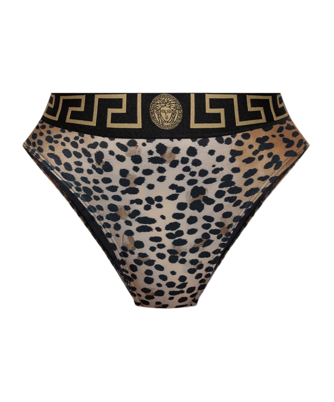 Versace Leopard Print Bikini Bottom In Black