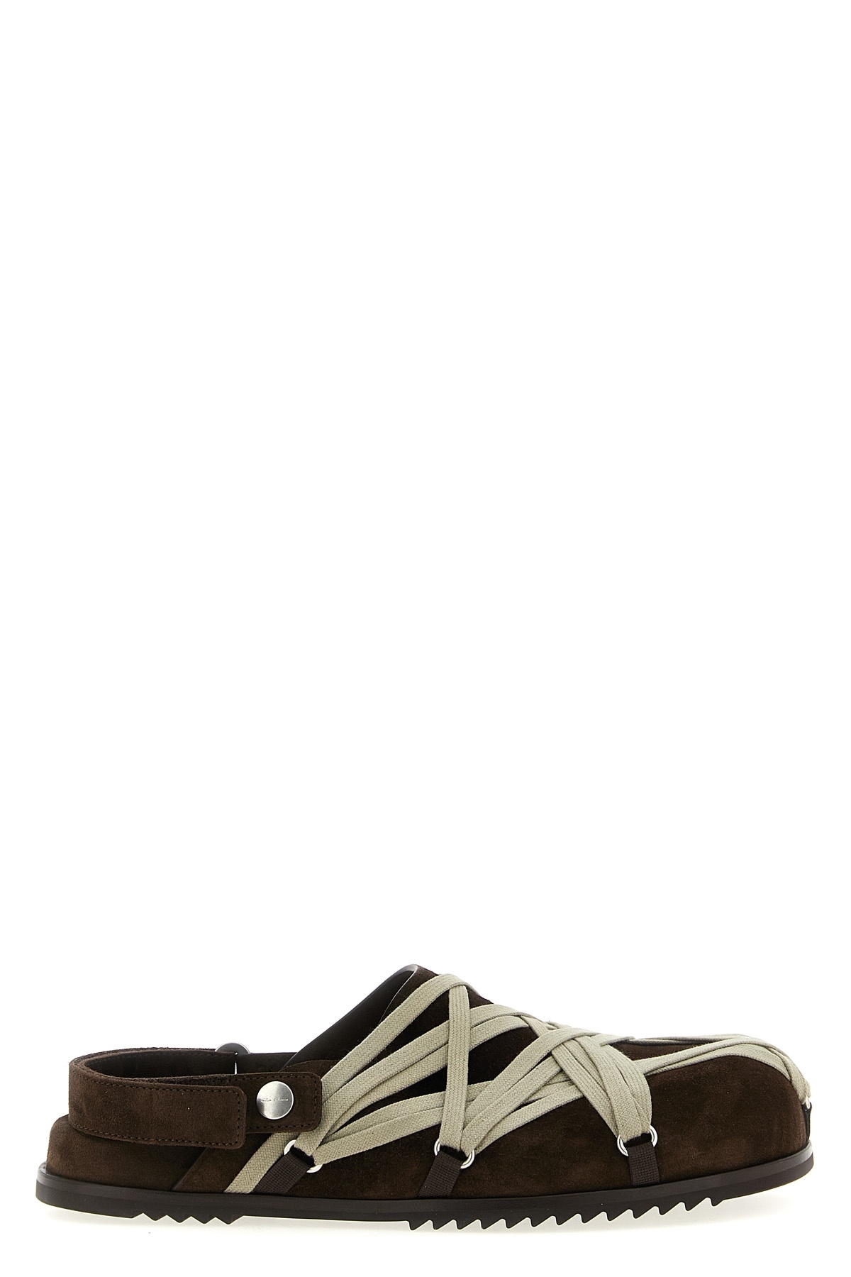 Rick Owens Brown Megalance Mule Granolas In Suede In Brown