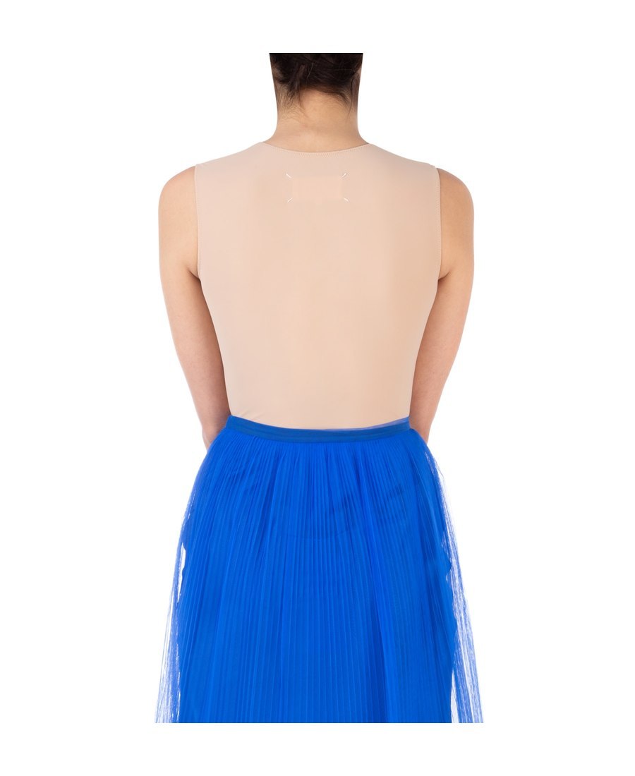 Maison Margiela Second Skin Sleeveless Lycra Bodysuit In Blue