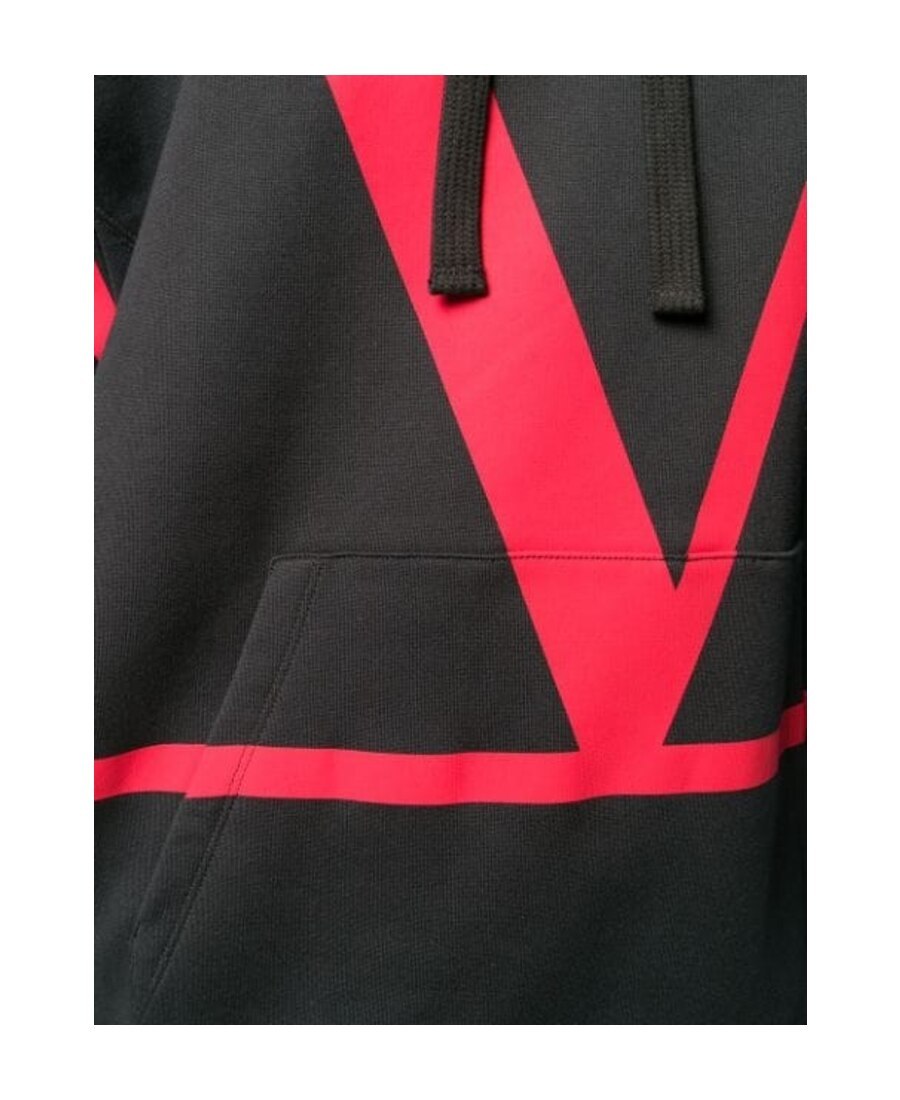 Valentino Vlogo Print Hoodie In Black
