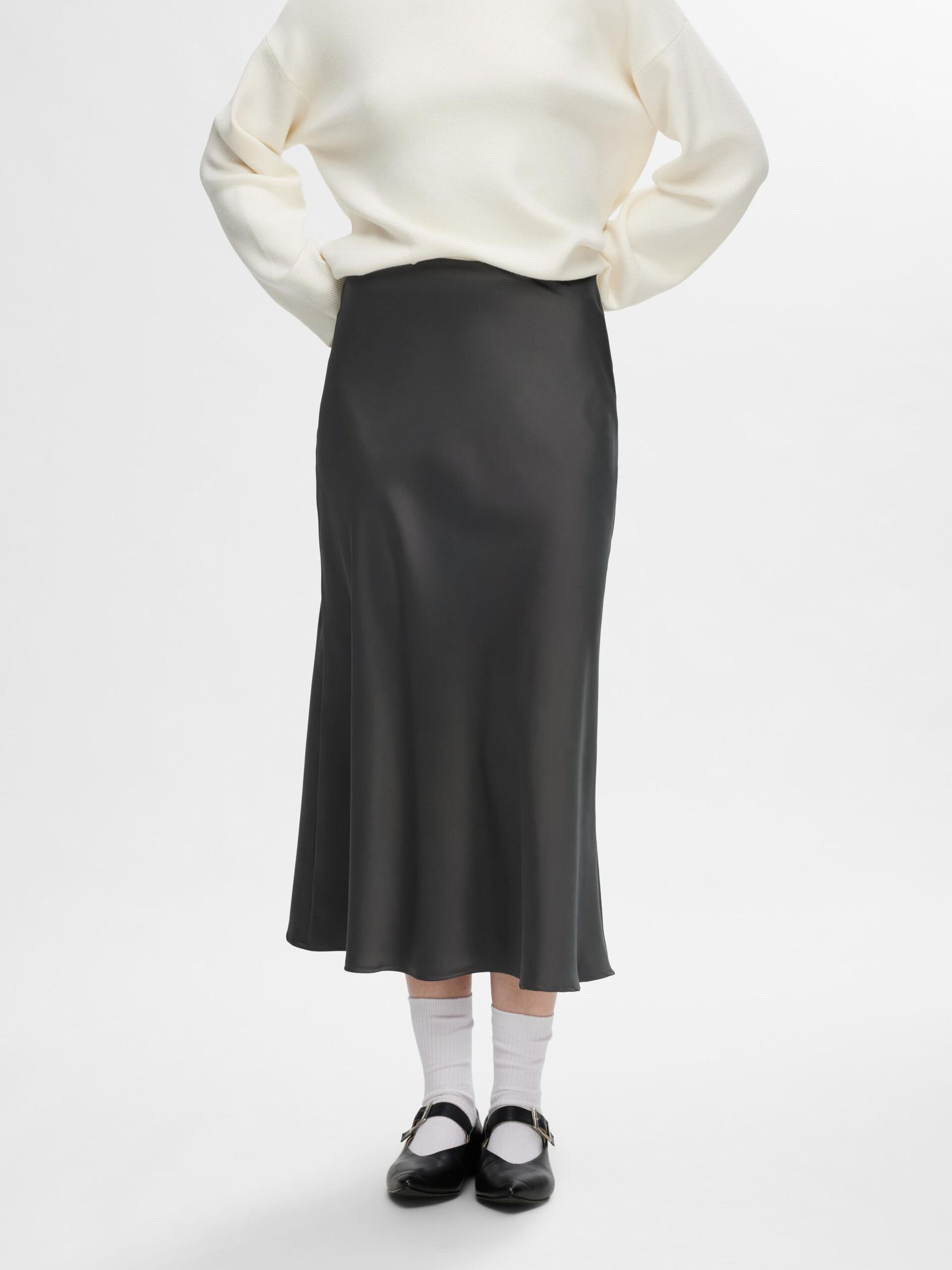 Selected Satin Midi Skirt