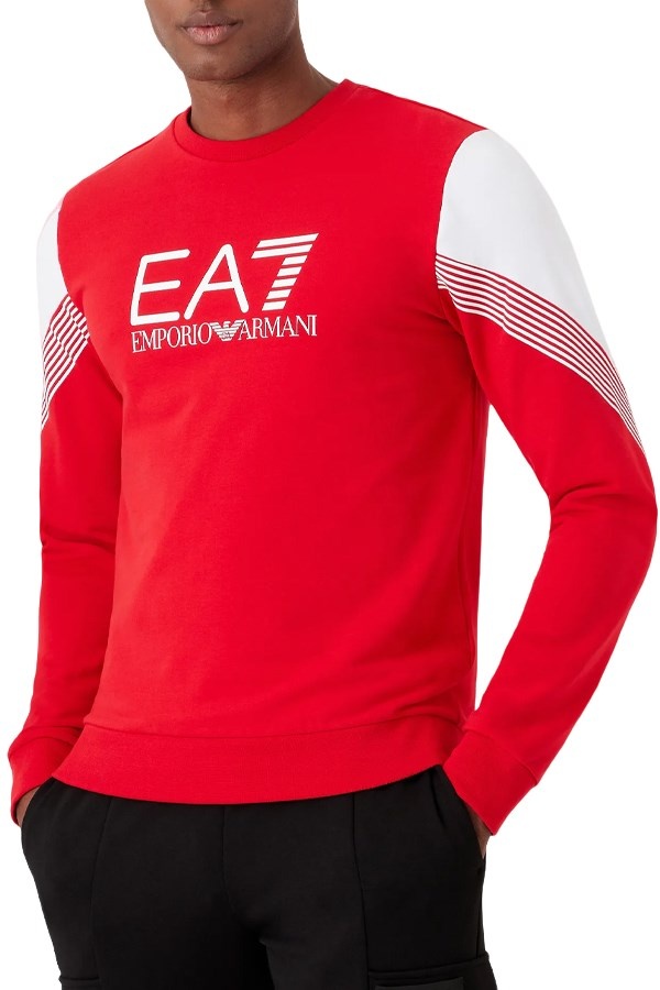 Ea7 Logo-print Crew-neck Sweatshirt In Red