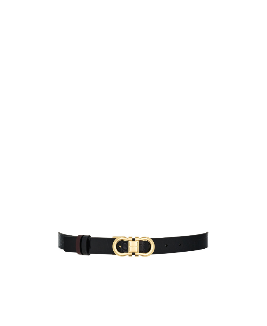 Ferragamo Double-sided Adjustment Gancini Belt In Black