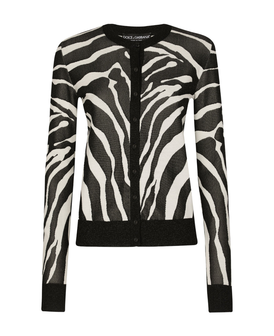 Dolce & Gabbana Zebra-print Cardigan In Black