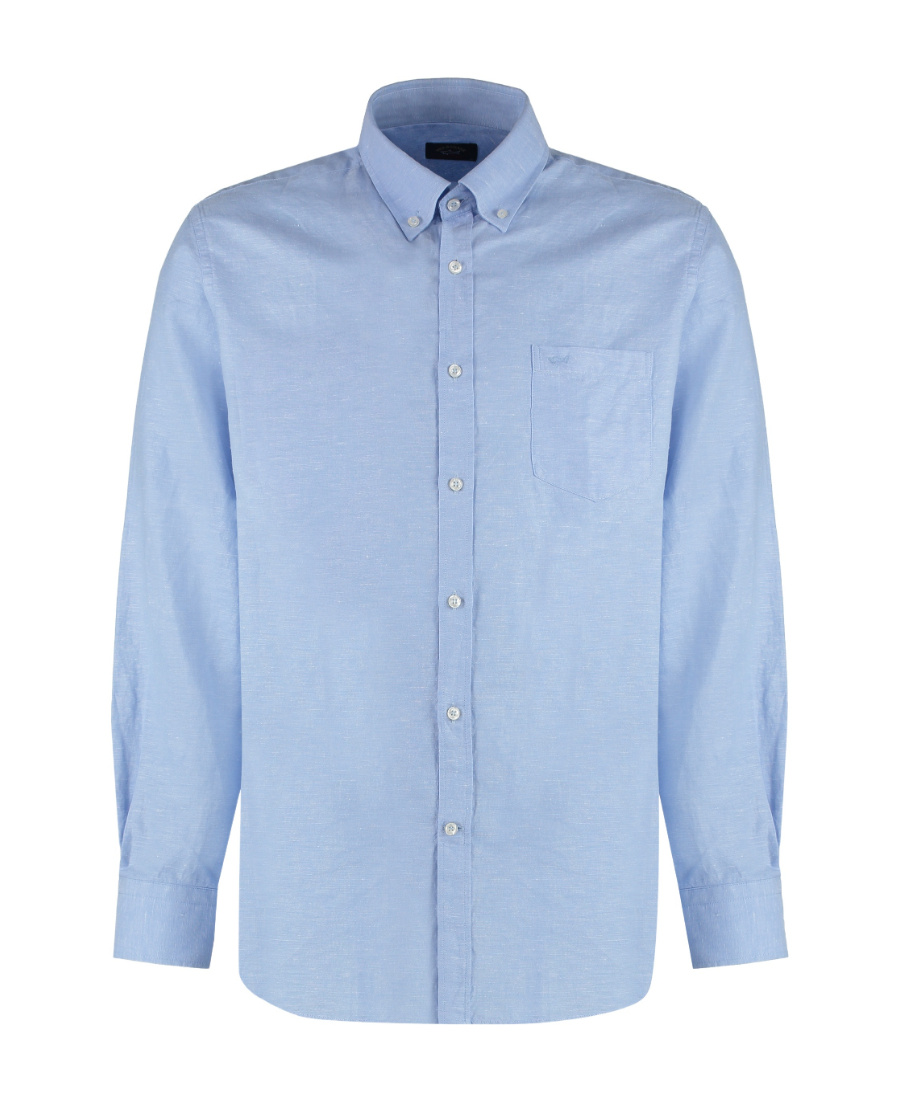 Paul & Shark Lapel Long-sleeved Shirt In Blue