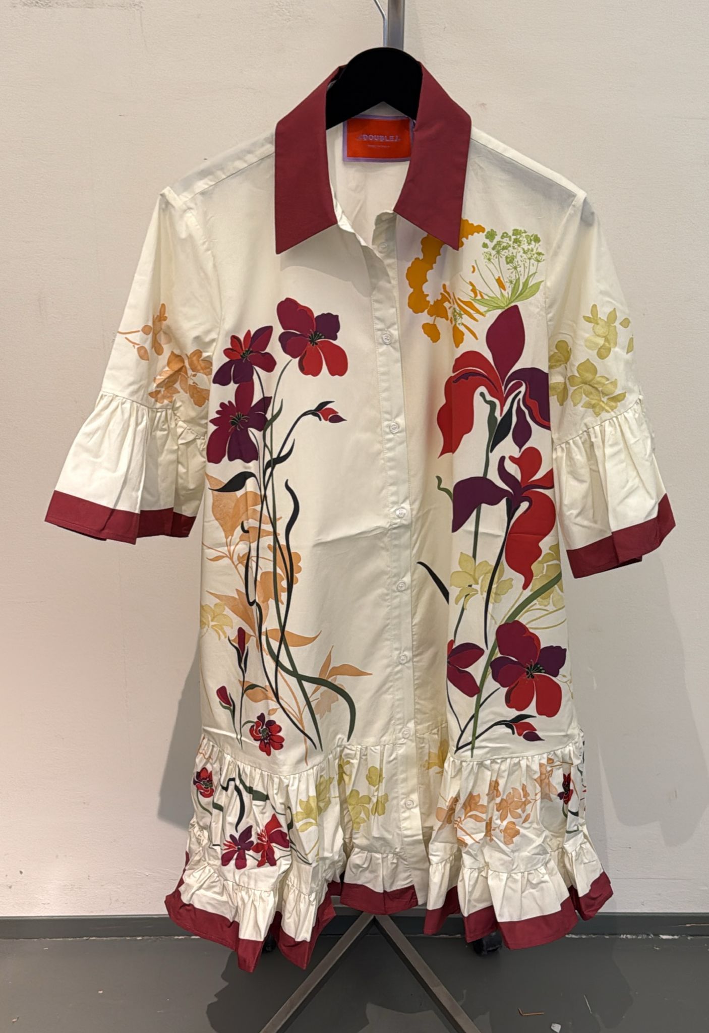 La Doublej Floral Pattern Dress In Nude
