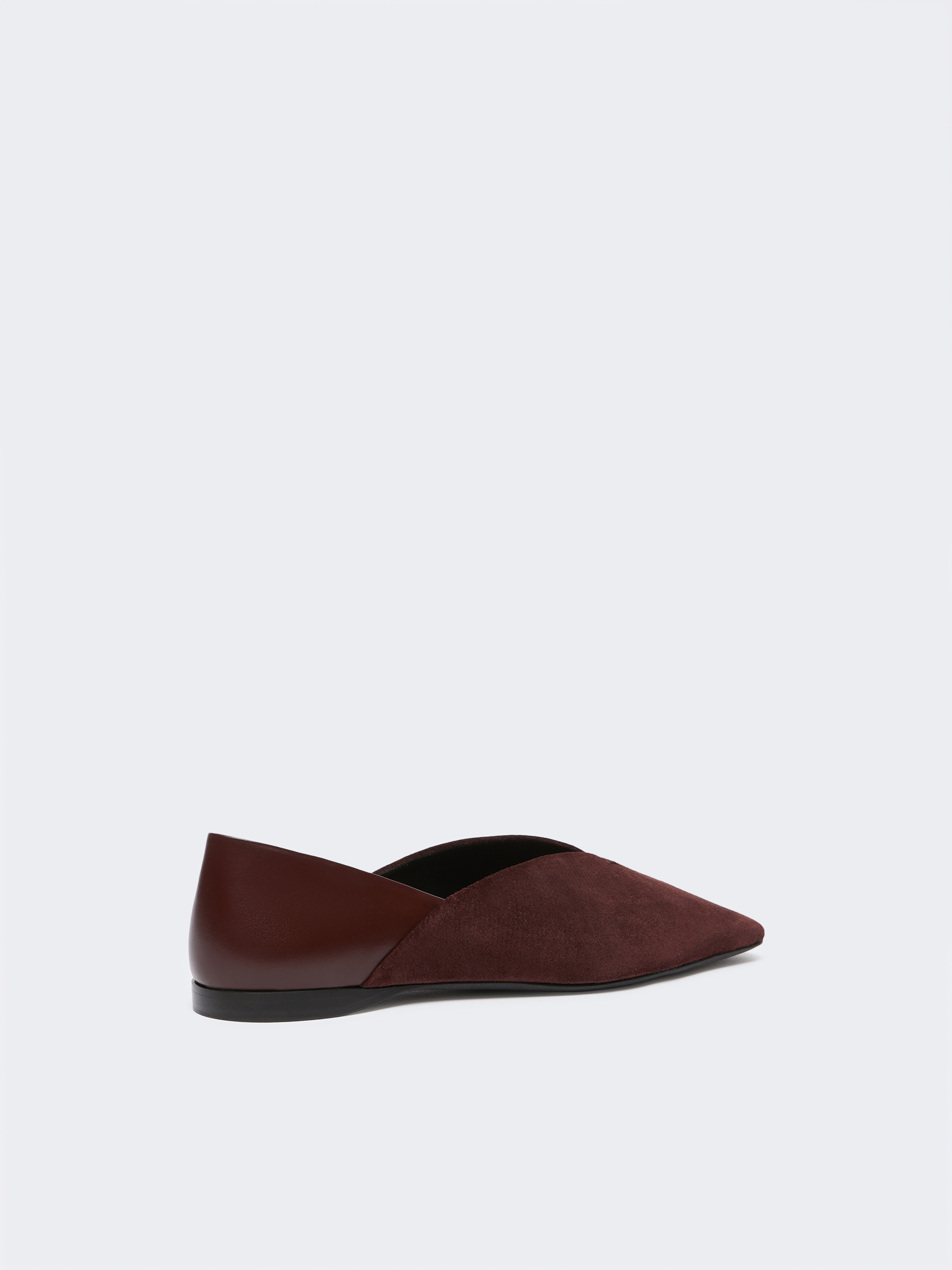 Max Mara Square-toe Suede Ballet Flats In Burgundy