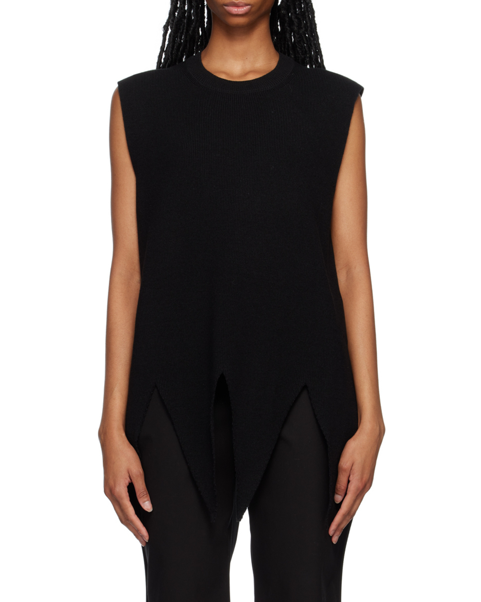 Shop Comme Des Garçons Sleeveless Vest With Round Neck In Black